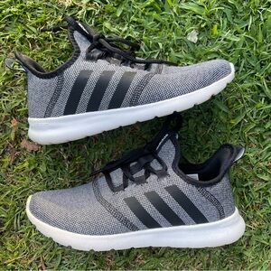 adidas Women’s Cloudfoam Pure 2.0 Black & Gray Athletic Sneakers with White Sole